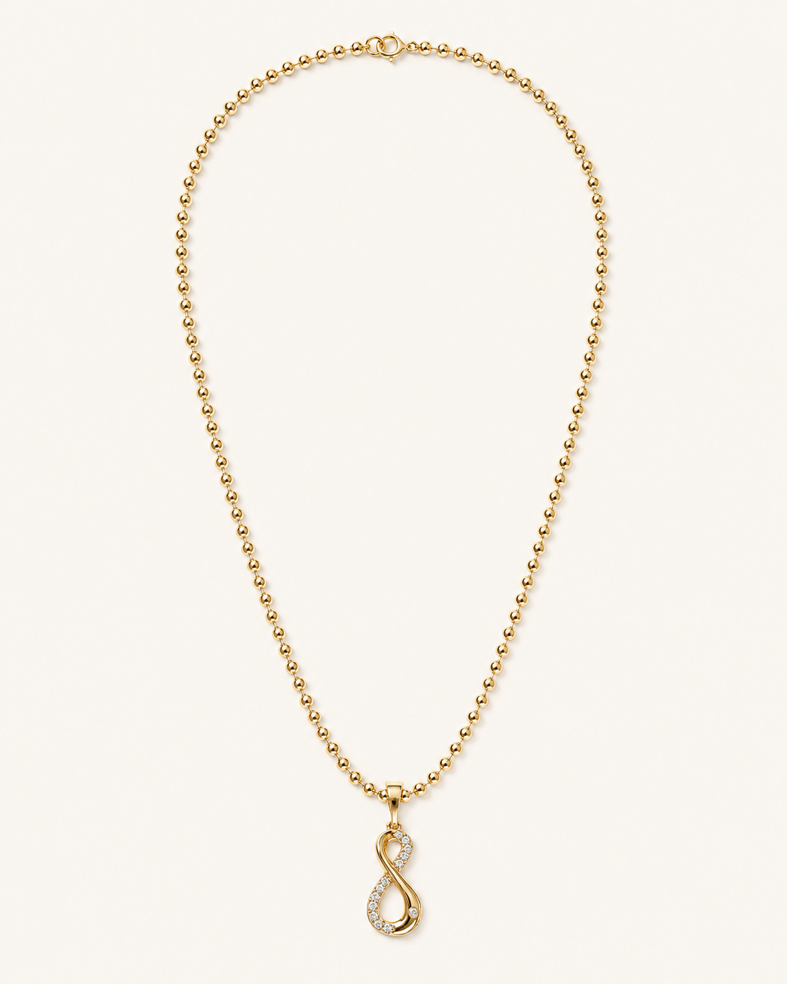 Collar Xuping Baño en Oro 18k Infinito con Cristales, Cadena Bolitas / Gold Plated Infinity Pendant Necklace,Ball Chain