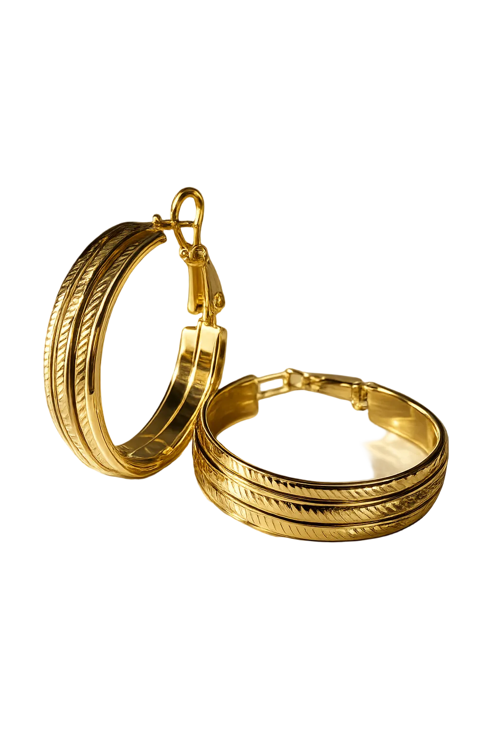 Candonga Xuping Baño en Oro 18k Texturizada / Gold Plated Textured Hoop Earrings