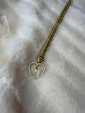 Collar Xuping Baño en Oro 18k Cadena Cubana Corazón con Cruz y Cristales / Gold Plated Curb Chain Heart Cross Pendant Necklace with Crystals