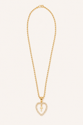 Collar Xuping Baño en Oro 18k Cadena de Bolitas Corazón con Cruz y Cristales / Gold Plated Ball Chain Heart Cross Pendant Necklace with Crystals