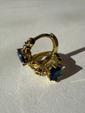Aretes Xuping Baño en Oro 18k con Circonia Azul / Gold Plated Blue Crystal Hoop Earrings