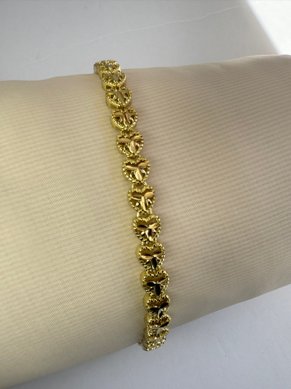 Pulsera Xuping Baño en Oro 18k Eslabones de Corazón / Gold Plated Heart Link Bracelet