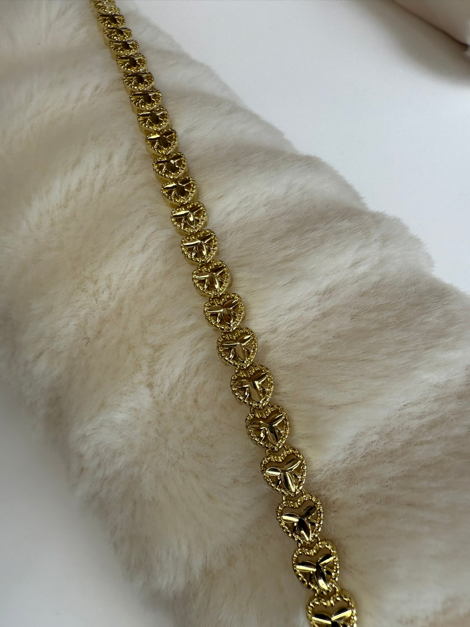 Pulsera Xuping Baño en Oro 18k Eslabones de Corazón / Gold Plated Heart Link Bracelet