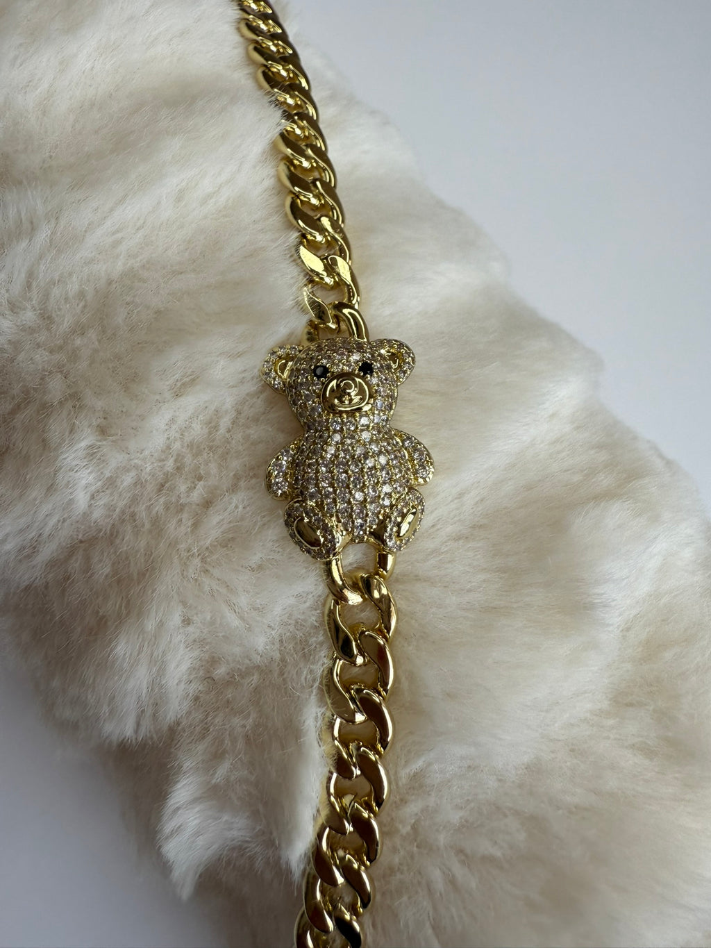 Pulsera Xuping Baño en Oro 18k Osito con Pavé de Cristales / Gold Plated Teddy Bear Bracelet