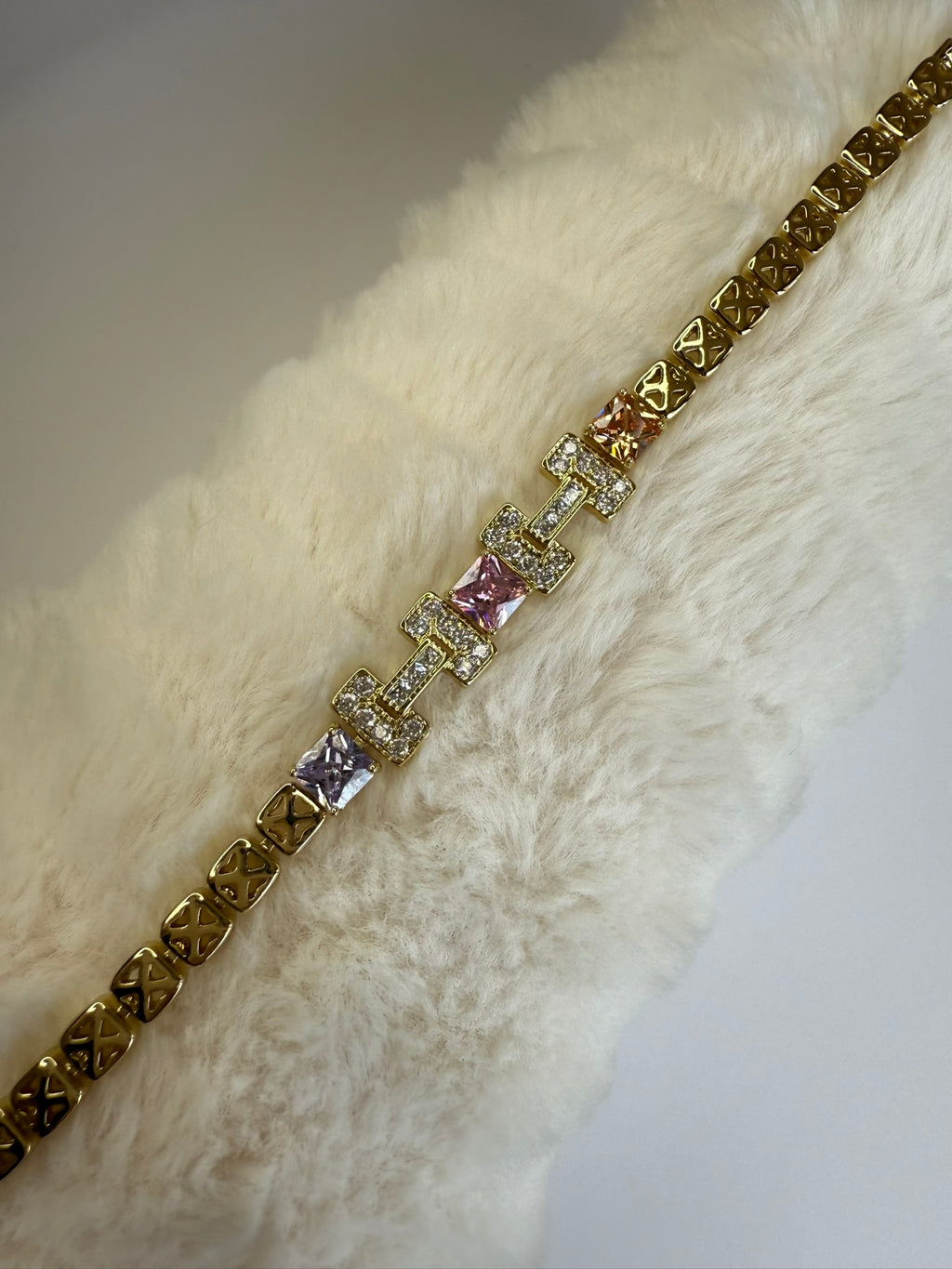 Pulsera Xuping Baño en Oro 18k con Cristales de Colores / Gold Plated Tennis Bracelet