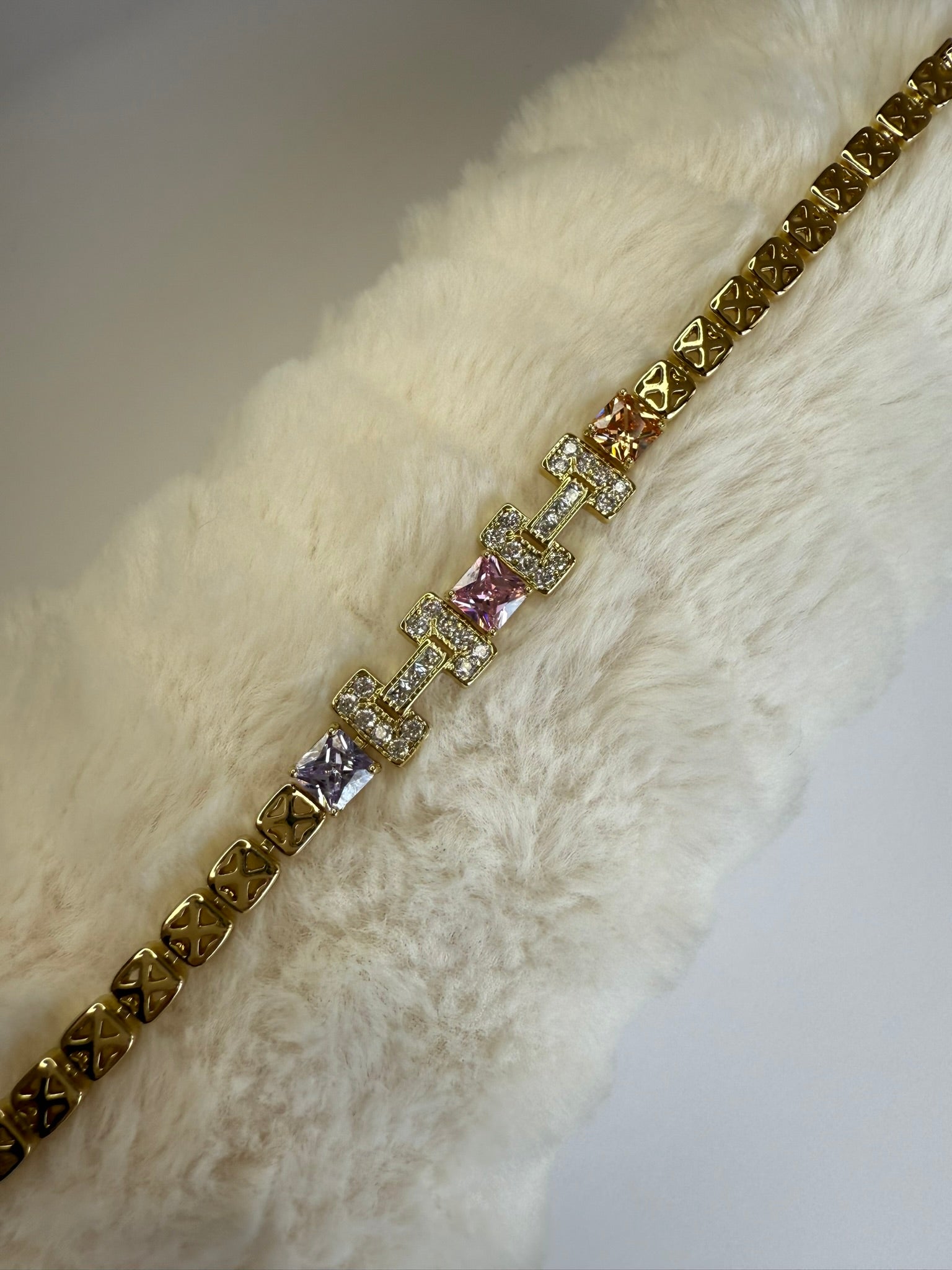 Pulsera Xuping Baño en Oro 18k con Cristales de Colores / Gold Plated Tennis Bracelet