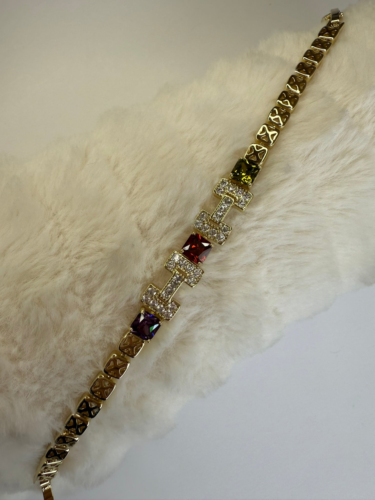 Pulsera Xuping Baño en Oro 18k con Cristales Multicolor / Gold Plated Multicolor Crystal Bracelet