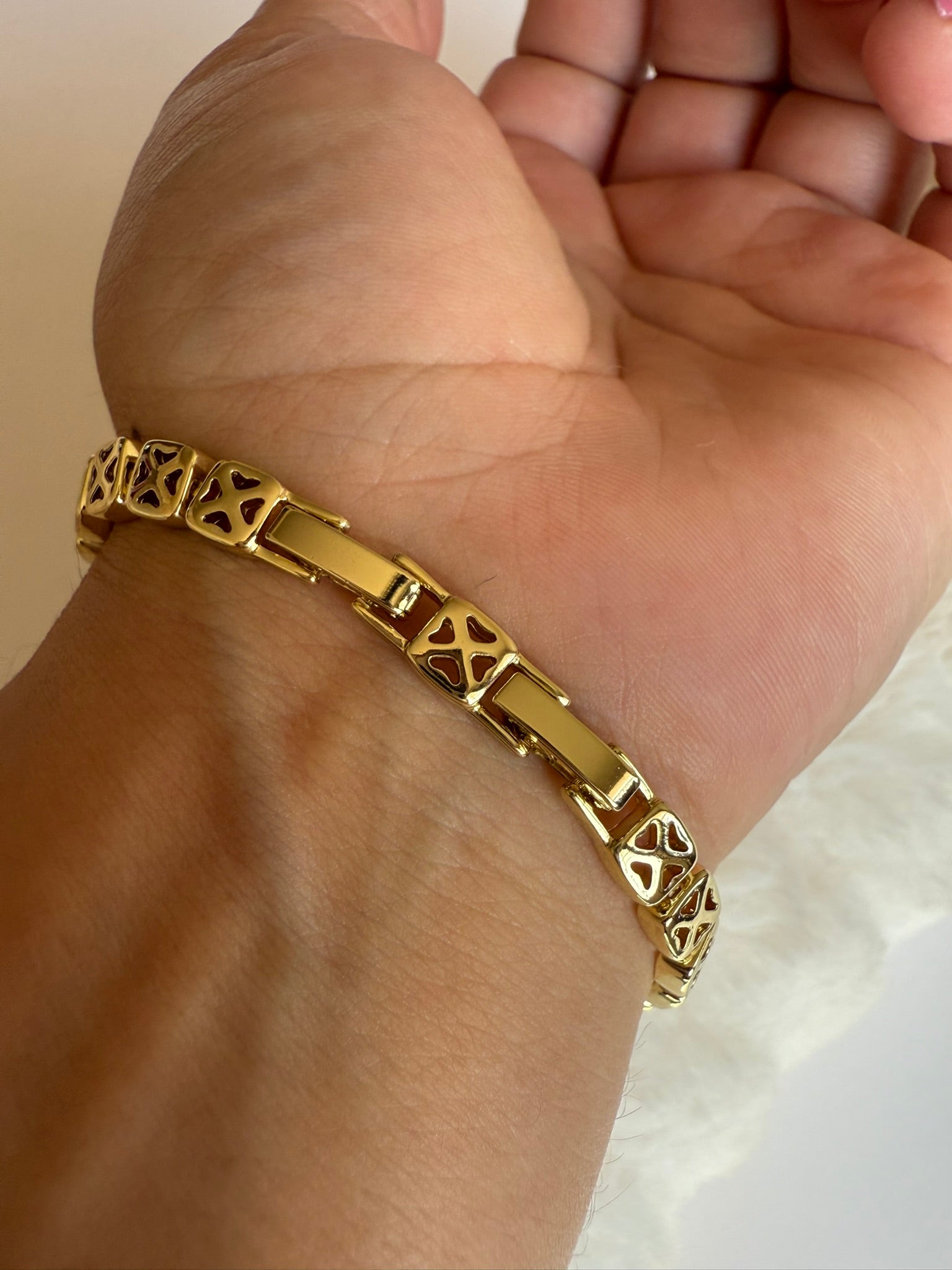 Pulsera Xuping Baño en Oro 18k con Cristales de Colores / Gold Plated Tennis Bracelet