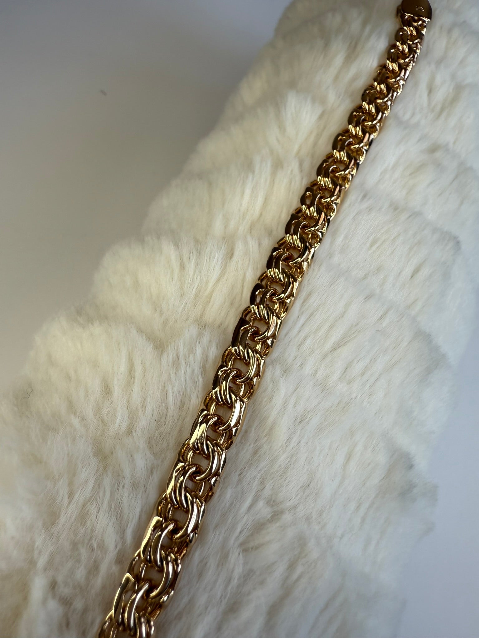 Pulsera Xuping Baño en Oro 18k Eslabón Doble / Gold Plated Double Link Chain Bracelet