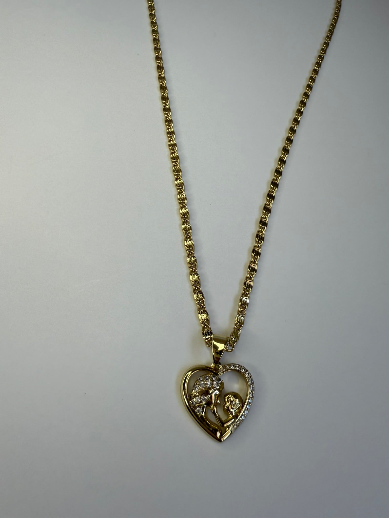 Collar Xuping Baño en Oro 18k Cadena Torzal Mamá e Hijo con Cristales / Gold Plated Rope Chain Mother and Child Pendant Necklace with Crystals