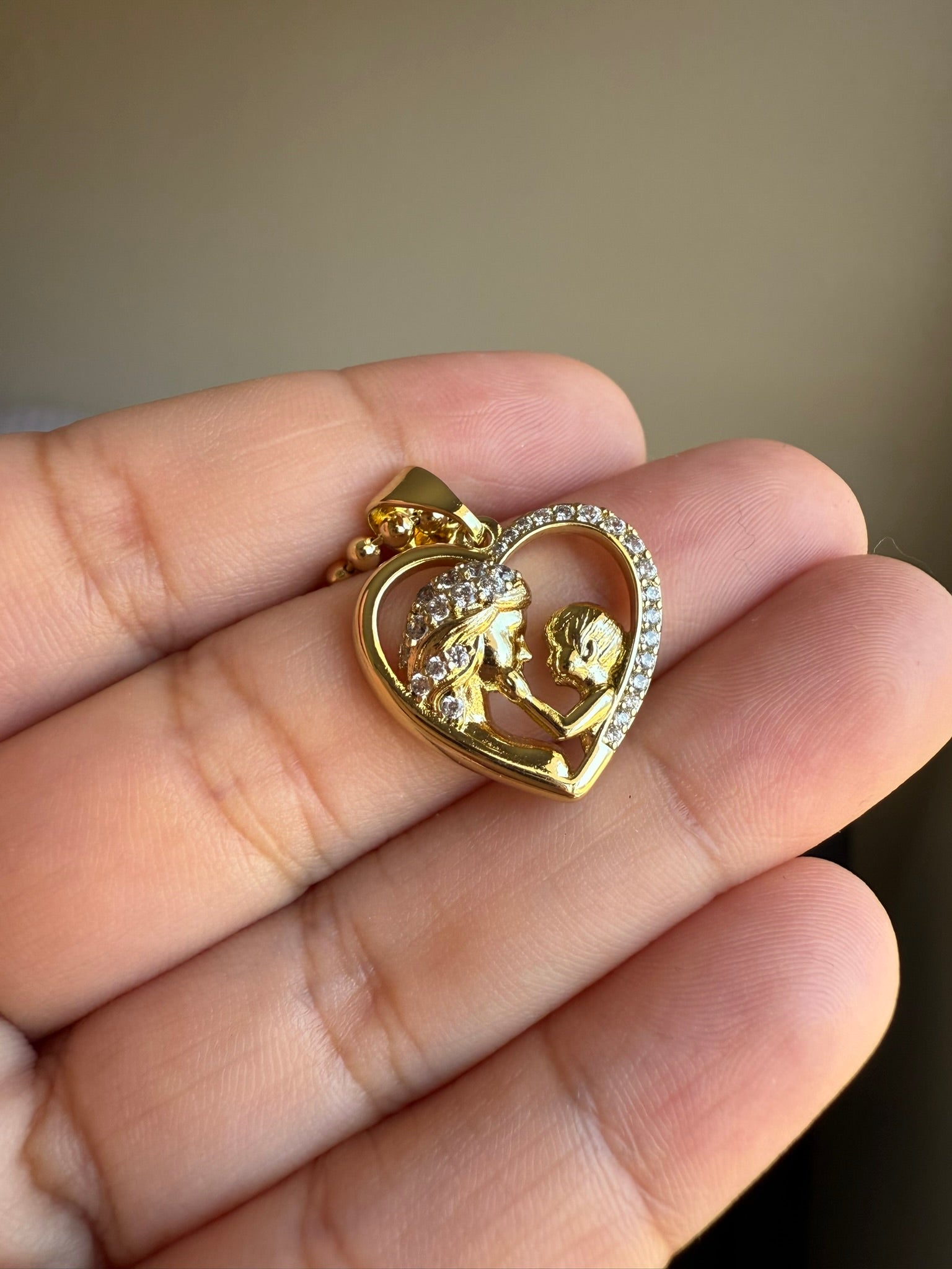 Collar Xuping Baño en Oro 18k Cadena Torzal Mamá e Hijo con Cristales / Gold Plated Rope Chain Mother and Child Pendant Necklace with Crystals