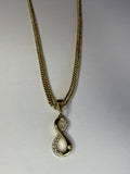 Collar Xuping Baño en Oro 18k Cadena Cubana Infinito con Cristales / Gold Plated Curb Chain Infinity Pendant Necklace with Crystals