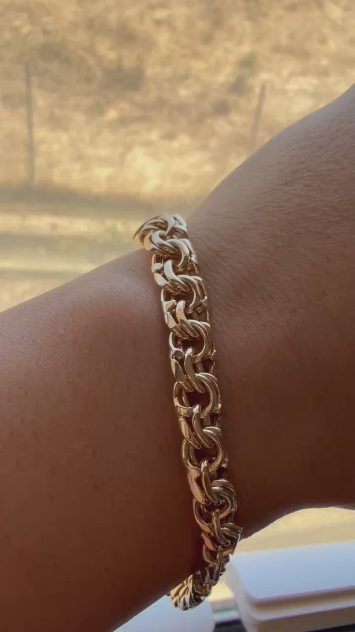 Pulsera Xuping Baño en Oro 18k Eslabón Doble / Gold Plated Double Link Chain Bracelet