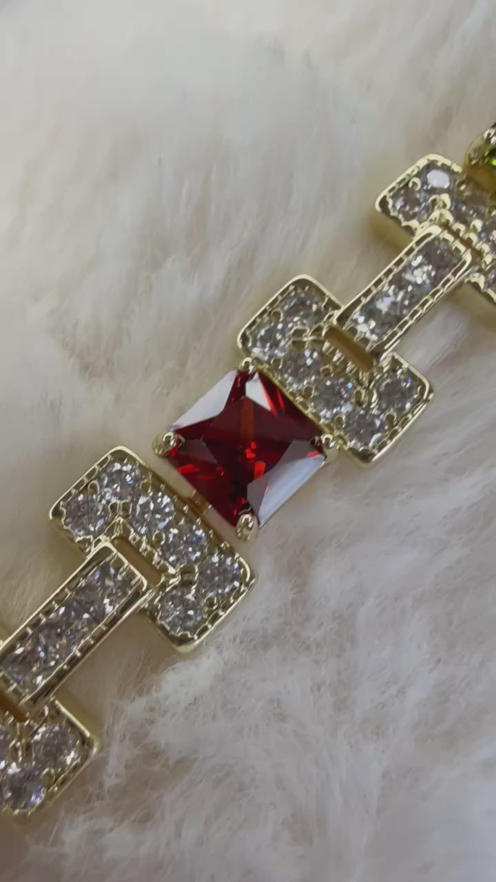 Pulsera Xuping Baño en Oro 18k con Cristales Multicolor / Gold Plated Multicolor Crystal Bracelet